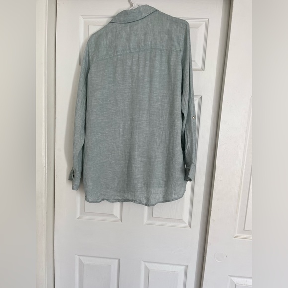 Sigrid Olsen Linen Button Down Top Size Medium Light Blue - Picture 13 of 14
